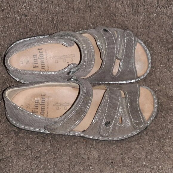 FINN COMFORT-Waldi-Hook Loop-Metallic Nubuck Leather-Size 36D-Excellent - Picture 6 of 7